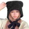ANKOMINA Winter Cute Bear Ear Warm Hat Women Plush Earflap Beanie Hat Kids Girls Windproof Skull Cap view 3