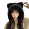 ANKOMINA Winter Cute Bear Ear Warm Hat Women Plush Earflap Beanie Hat Kids Girls Windproof Skull Cap view 4