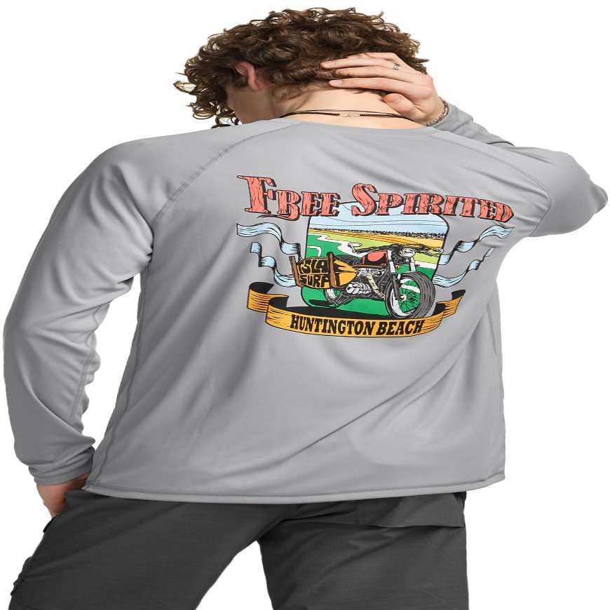 TSLA Men's Rashguard Swim Shirts, UPF 50+ Cool Running Workout Loose-Fit Long Sleeve, Hybrid Free Spirited, X-Small