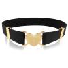 Andibro Heart Elastic Waist Belts for Girls, Adjustable Woven Stretch Belt Fashion Metal Heart Buckle Waistband for Women(Black) view 1