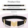 Andibro Heart Elastic Waist Belts for Girls, Adjustable Woven Stretch Belt Fashion Metal Heart Buckle Waistband for Women(Black) view 3
