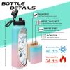 DIGJUPER 40 oz Insulated Water Bottle - Stainless Steel Water Bottles with Straw & Spout Lids, Paracord Handle, Carrier Bag, Protective Cup Mat, Keep Cold-48H & Hot-12H Metal Water Flask view 4