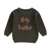 Big Brother Little Brother Matching Outfits Letter Embroidery Knit Sweater Shirt Baby Boy Winter Warm Clothes (Army Green Big Bro, 4-5 Years) view 1