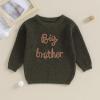 Big Brother Little Brother Matching Outfits Letter Embroidery Knit Sweater Shirt Baby Boy Winter Warm Clothes (Army Green Big Bro, 4-5 Years) view 2