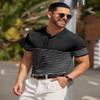 COOFANDY Men's Striped Polo Shirt Casual Knit Short Sleeve Golf Shirts Lightweight Fashion Collared T Shirts, Black, 3X-Large view 4