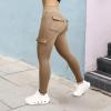 2024 Cargo Yoga Pants Womens Workout Leggings 2024 Fashion Tights High Waist Trousers Sportswear Activewear Gym Outfit Khaki view 2