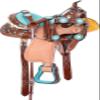RAAVILS Western Horse Barrel Saddle with Free Matching Headstall, Breastplate and Reins Leather Western Saddle view 1