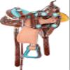 RAAVILS Western Horse Barrel Saddle with Free Matching Headstall, Breastplate and Reins Leather Western Saddle view 3