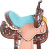 RAAVILS Western Horse Barrel Saddle with Free Matching Headstall, Breastplate and Reins Leather Western Saddle view 4