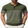 COOFANDY Mens Polo Shirt Short Sleeve Knit Texture Shirts Casual Striped Golf Shirt, Army Green, X-Large view 1