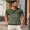 COOFANDY Mens Polo Shirt Short Sleeve Knit Texture Shirts Casual Striped Golf Shirt, Army Green, X-Large view 2