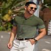 COOFANDY Mens Polo Shirt Short Sleeve Knit Texture Shirts Casual Striped Golf Shirt, Army Green, X-Large view 4