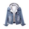 Women Hoodies Denim Jackets Fleece Lined Warm Winter Coats Distressed Casual Jean Jacket Coat Vintage Button Down Coats view 1
