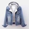 Women Hoodies Denim Jackets Fleece Lined Warm Winter Coats Distressed Casual Jean Jacket Coat Vintage Button Down Coats view 2