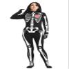 Sipumia Women Glow in The Dark Halloween Skeleton Costume Stretch Skinny Cosplay Bodysuit Footed Catsuit White Skeleton M view 1