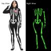 Sipumia Women Glow in The Dark Halloween Skeleton Costume Stretch Skinny Cosplay Bodysuit Footed Catsuit White Skeleton M view 3