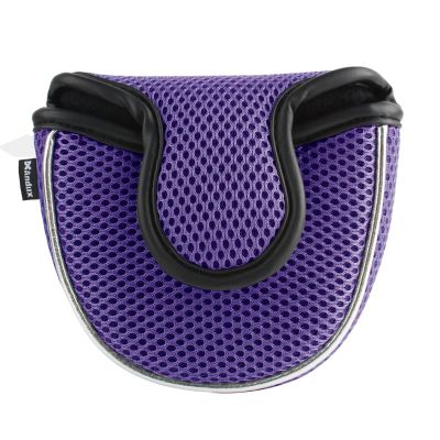 Andux Mesh Heel-Shafted Mallet Putter Cover Golf Putter Head Covers Purple, Semicircle MT/TG13