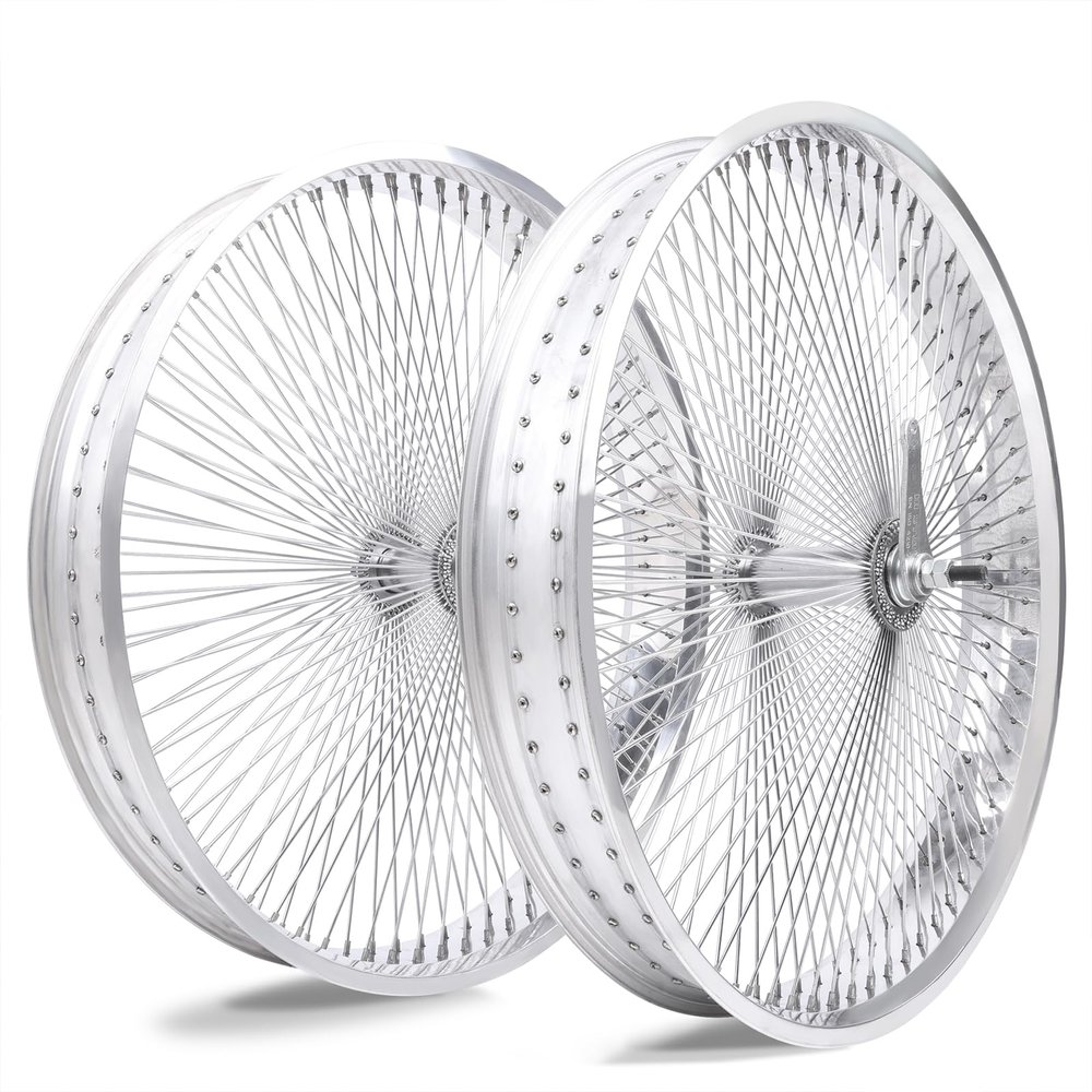 TRACER 26"*4.0 Beach Cruiser Bicycle Coaster Brake Wheelset, Polish Front and Rear Rims Set