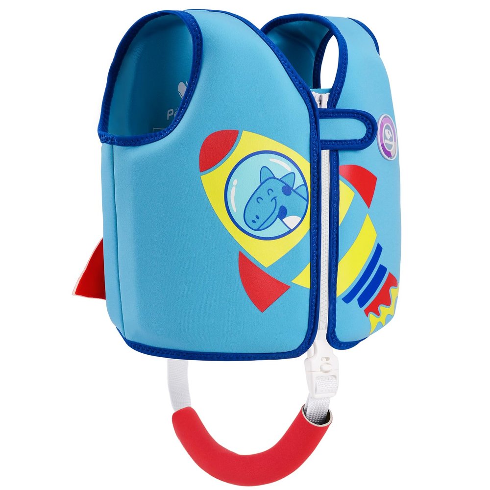 Pottwal Swim Vest for Kids - Swim Jacket for 1-2 Years (24-33LBS) - Made of Neoprene & EPE - with Adjustable Crotch Strap - Sea Blue