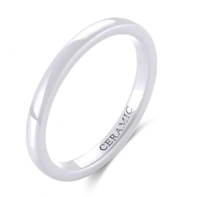 Cute 2 mm Thin Black Ceramic Ring Women Stacking Rings Polished Dome Wedding Engagement Band Female Finger White 4