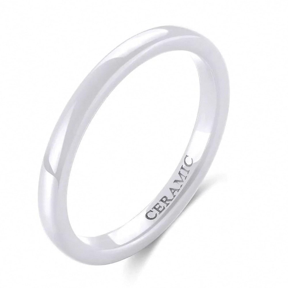 Cute 2 mm Thin Black Ceramic Ring Women Stacking Rings Polished Dome Wedding Engagement Band Female Finger White 4