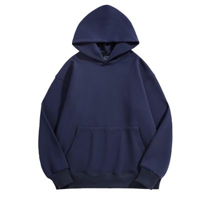 Women's Fleece Cotton Pullover Hoodies Drop Shoulder Athletic Hooded Sweatshirt Solid Color Casual Sweatshirts (Dark Blue,X-Large)