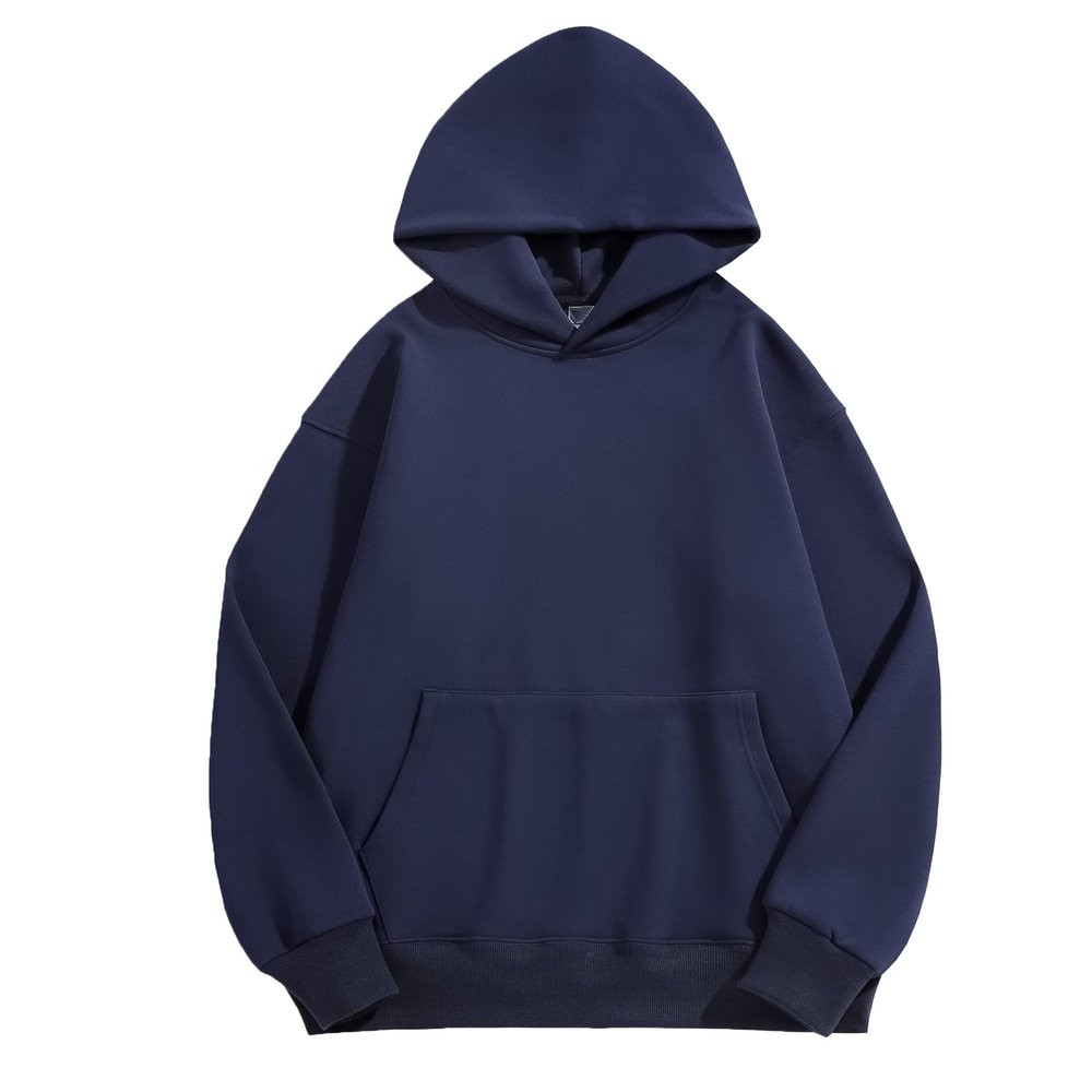 Women's Fleece Cotton Pullover Hoodies Drop Shoulder Athletic Hooded Sweatshirt Solid Color Casual Sweatshirts (Dark Blue,X-Large)