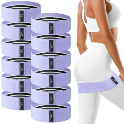 12 Pcs Fabric Resistance Bands for Working Out Booty Workout Stretch Exercise Bands Non Slip for Legs Squat Resistance Loop for Women Men Starter Butt Hip Thigh Fitness (Lilac,Light Resistance)