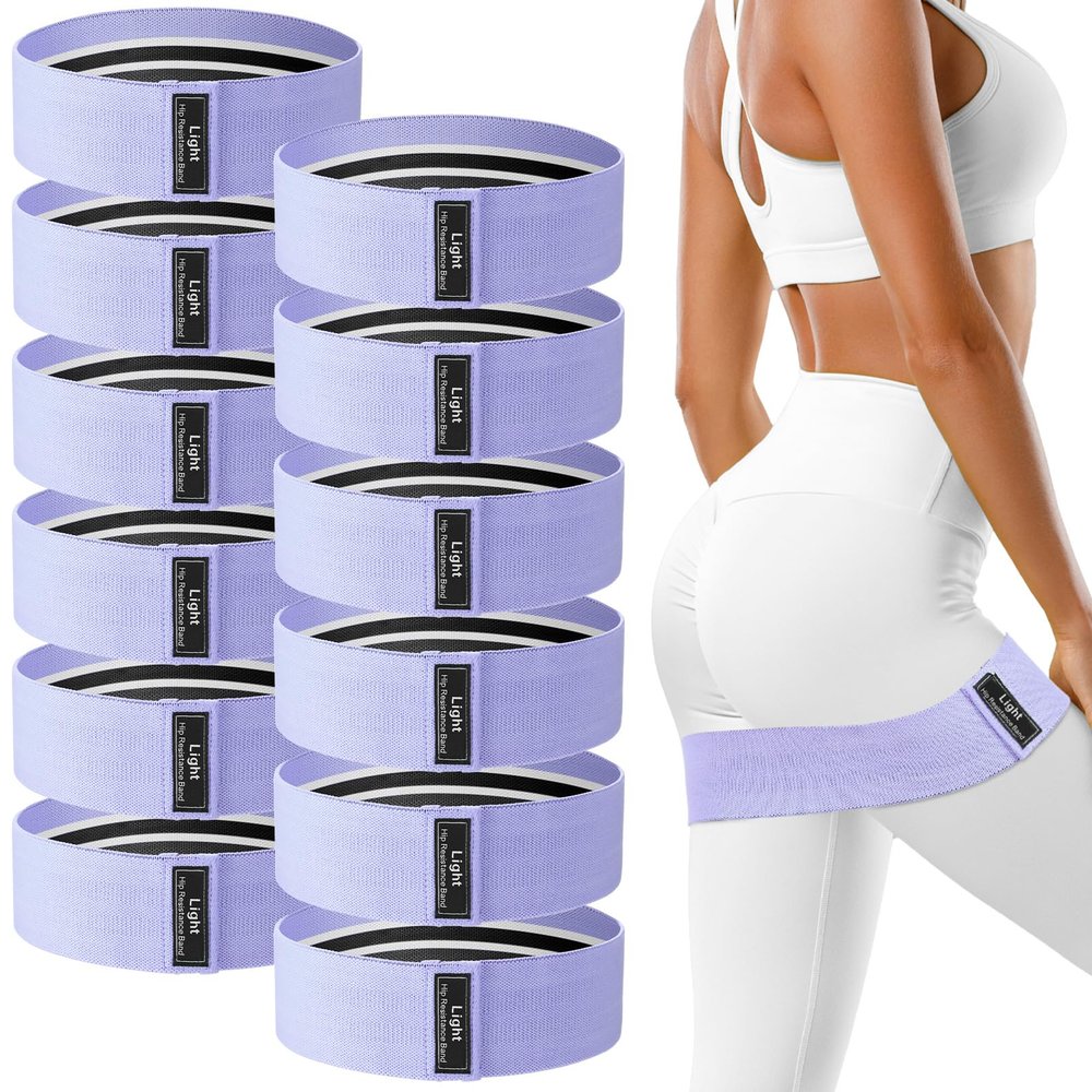 12 Pcs Fabric Resistance Bands for Working Out Booty Workout Stretch Exercise Bands Non Slip for Legs Squat Resistance Loop for Women Men Starter Butt Hip Thigh Fitness (Lilac,Light Resistance)