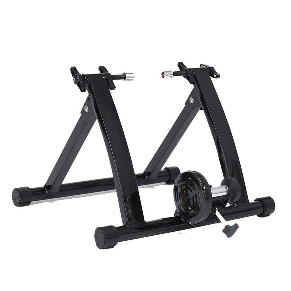 MegLob Home Bike Trainer, Bike Trainer Stand for Indoor Riding with Magnetic Resistance, Steel Bicycle Exercise Magnetic Stand for 26-28" Wheels with Front Wheel Riser, Noise Reduction,Black