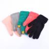 Icegrey Boys and Girls Knitted Gloves Autumn and Winter Velvet Warm Gloves Touch Screen Gloves Red Medium view 2
