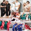 SWOMOG Couples Pajamas Sets Women & Men Satin Short Sleeve Sleepwear Button Down Loungewear Pjs Set with Long Pants Men Red Large view 4