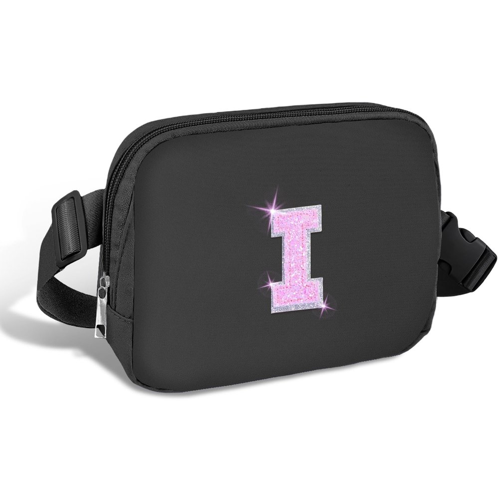 COSHAYSOO Initial Letter Fanny Pack for Girls Personalized Christmas Birthday Gifts for 6 7 8 9 10 11 12 Year Old Teen Girl, Girly Fashion Crossbody Purse Belt Bag Preteen Tween Trendy Stuff Black I