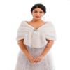 Auwoyss Women's Wedding Faux Fur Shawl Wrap Bridal Scarf Stoles Faux Fur shrug Shawl Fur Cover up for Bride and Bridesmaids (Beige) view 1