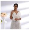 Auwoyss Women's Wedding Faux Fur Shawl Wrap Bridal Scarf Stoles Faux Fur shrug Shawl Fur Cover up for Bride and Bridesmaids (Beige) view 3