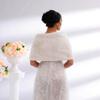 Auwoyss Women's Wedding Faux Fur Shawl Wrap Bridal Scarf Stoles Faux Fur shrug Shawl Fur Cover up for Bride and Bridesmaids (Beige) view 4