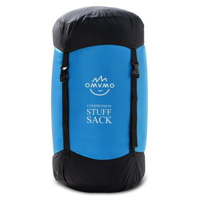 OMVMO Sleeping Bag Stuff Sack, 11L/18L/30L/45L/52L Water-Resistant Compression Sack,Anti-Tear Ultra Light Nylon Storage BagBlack/Yellow/Orange/Dark Blue/Dark Green/Sky Blue (Sky Blue, XL/46L)