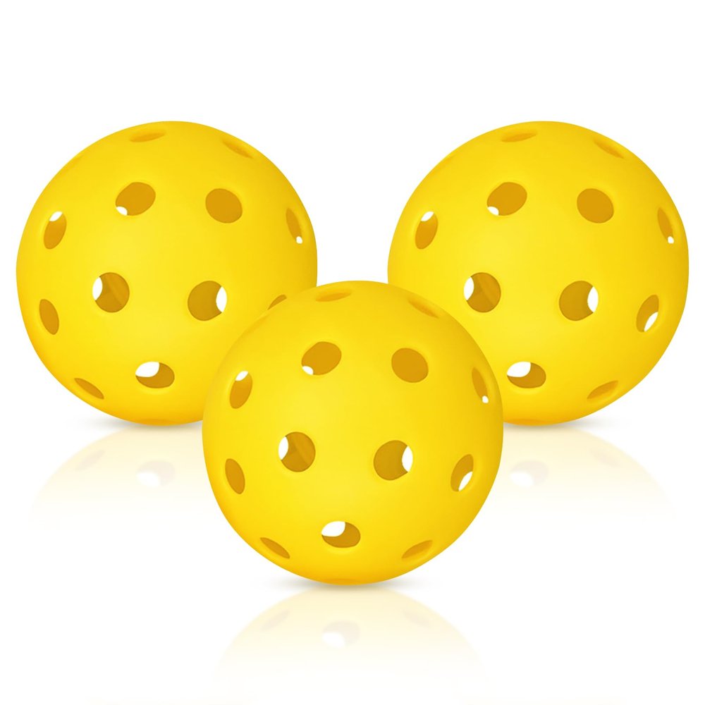 SZJIEIFR Outdoor Pickleball Balls Set, 3 Pack 40 Hole Durable Pickleball for All Skill Levels