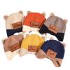 Custom Cute Baby Beanie Hat, Personalized Kids Name Beanie Winter Warm Hats with Leather Patch oddler Beanie Warm Knit Hats (Style 4) view 1