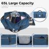 Fmeida 65L Duffle Bag with Shoes Compartment, Foldable Travel Duffel Bags for Men Women, Large Packable Travel Bag Water Repellent & Tear Resistant (Blue) view 4