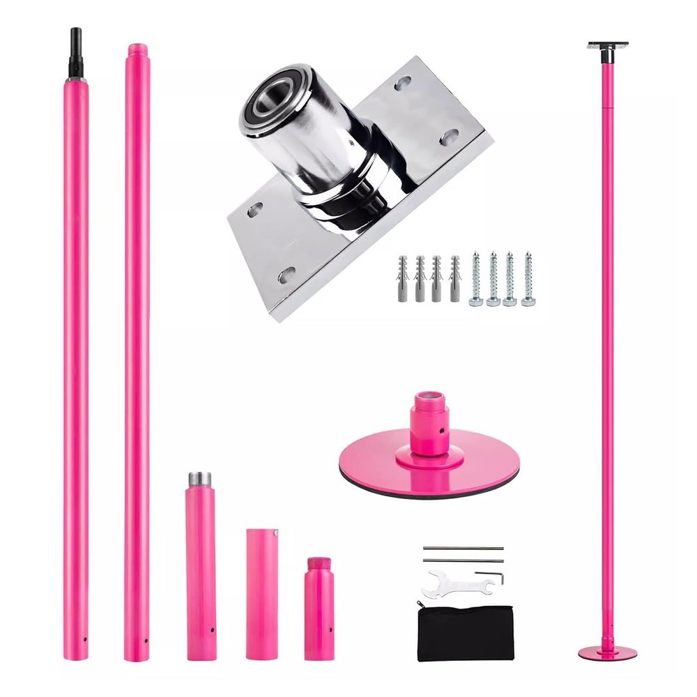 NUNETH Ceiling-Mounted Heavy Duty Permanent Dance Pole 2.24-4 M, Living Room Bedroom Fitness Dancing Pole Kit, 45mm Competition Stripping Pole, 6 Colours (Color : Pink, Size : 320-335cm(10.5-11ft))