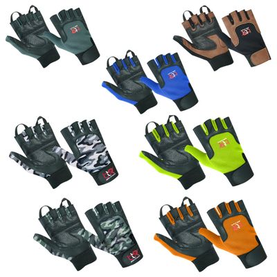 Wheelchair User Gloves Set Mobility Disability Fingerless Long Thumb Leather Palm Workout Weight Lifting, Cycling Gloves Set (Black/Blue/Hiviz/Orange/Antique Brown/Green Camo/Grey Camo (7-Pack), S)