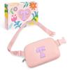 COSHAYSOO Initial Letter Fanny Pack for Girls Personalized Christmas Birthday Gifts for 6 7 8 9 10 11 12 Year Old Teen Girl, Girly Fashion Crossbody Purse Belt Bag Preteen Tween Trendy Stuff Pink T view 1