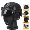 KLYso Fast Tactical Helmet Set with Protect Ear Foldable Double Straps Half Face Mesh Mask & Goggle Used for Training Hunting CS Game Kit (Color : BK) view 2