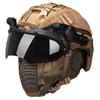 KLYso Used for Training Hunting CS Game Kit Fast Tactical Helmet Set with Protect Ear Foldable Double Straps Half Face Mesh Mask & Goggle (Color : T) view 1