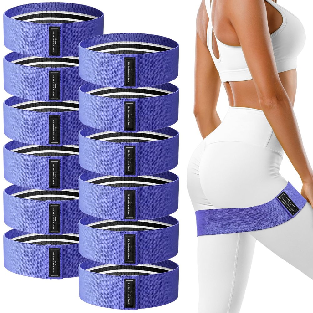12 Pcs Fabric Resistance Bands for Working Out Booty Workout Stretch Exercise Bands Non Slip for Legs Squat Resistance Loop for Women Men Starter Butt Hip Thigh Fitness (Dark Purple,Heavy Resistance)
