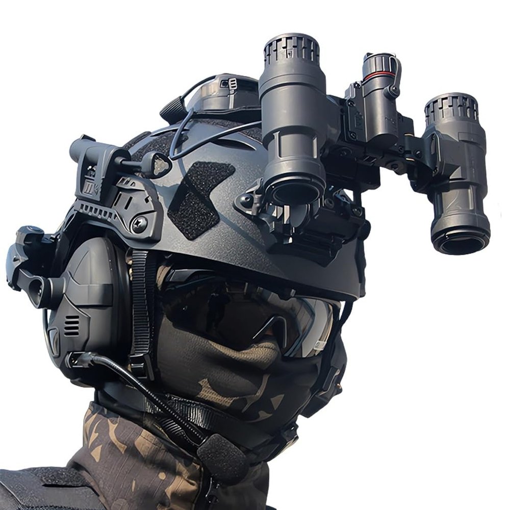 KLYso PJ Tactical Fast Helmet Set & Telescope Models & Pickup Noise-canceling Headphones&Used for Training Hunting CS Game Kit (Color : BK5)