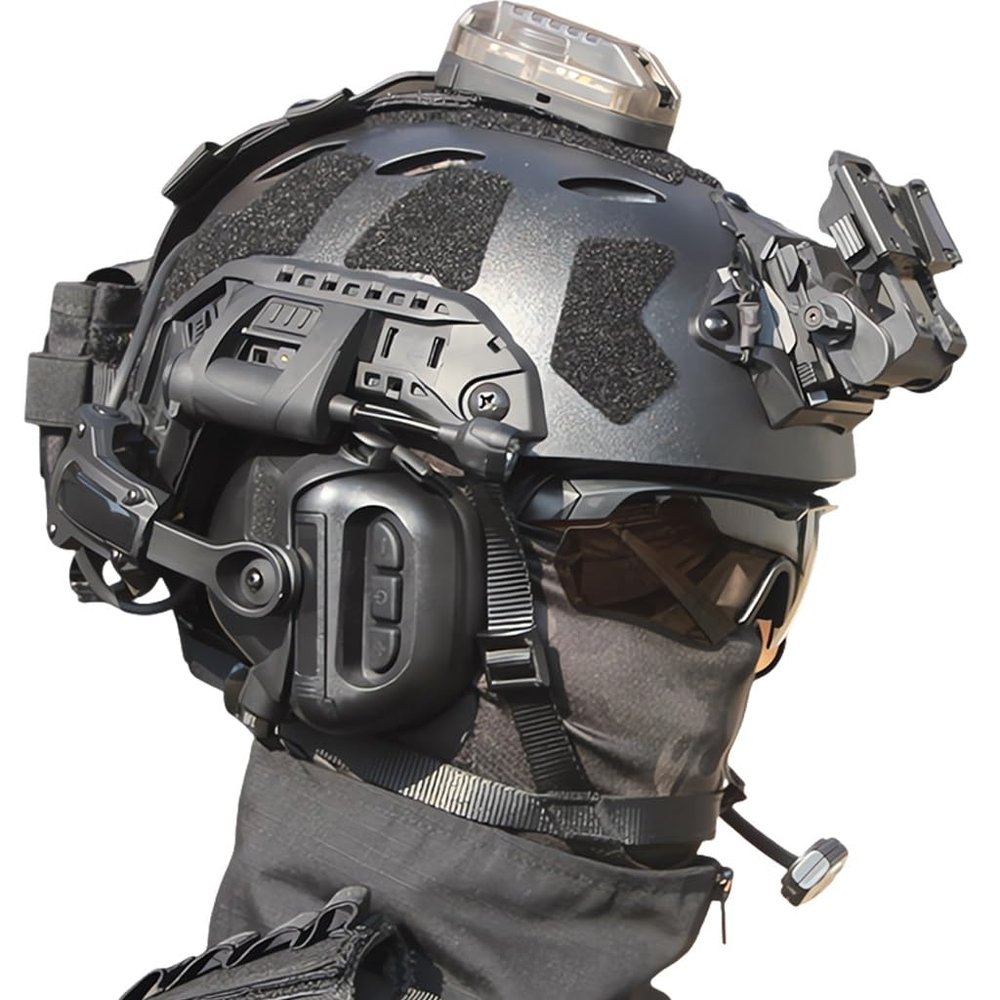 KLYso for Outdoor CS Paintball Hunting Cosplay Halloween Airsoft Military Fast Helmet, Game Sets with Tactical Headset & Goggles & Telescope Model (Color : BK4)