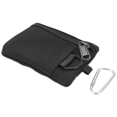 Lwuey EDC Pocket Pouch, Mini Molle Pouch Wallet Tactical Keychain Pouches Multi Function Carabiner Gadget Utility Organizer Key Card Case Zipper Portable Military Outdoor Bag Tactics Waist(Black)