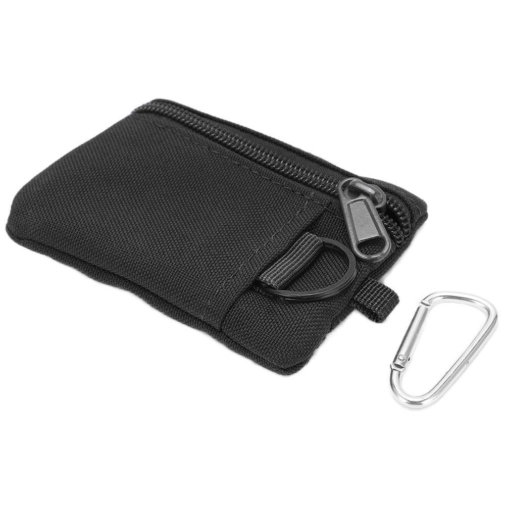 Lwuey EDC Pocket Pouch, Mini Molle Pouch Wallet Tactical Keychain Pouches Multi Function Carabiner Gadget Utility Organizer Key Card Case Zipper Portable Military Outdoor Bag Tactics Waist(Black)